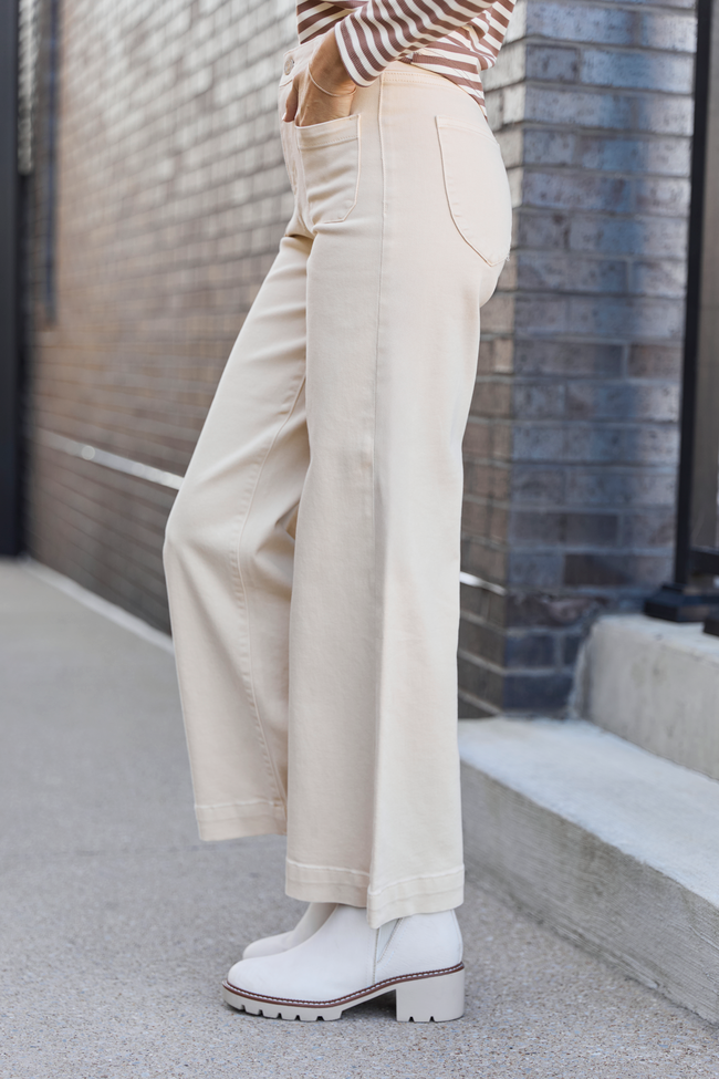 Judith Vanilla Cream High Rise Wide Leg Jeans - Image 3