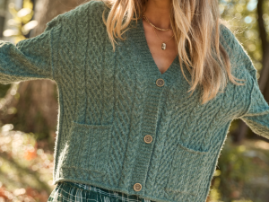 Pippa Forest Green Cable Knit Cardigan
