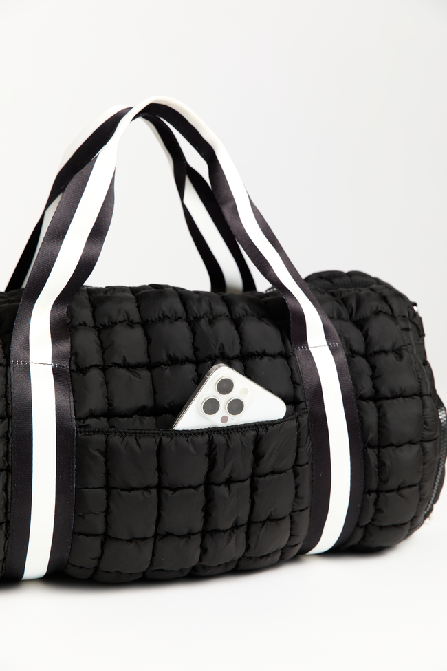 Haylie Active State Black Quilted Duffle Bag - Image 3