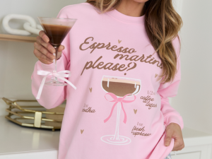 Espresso Martini Please Light Pink Graphic Sweatshirt
