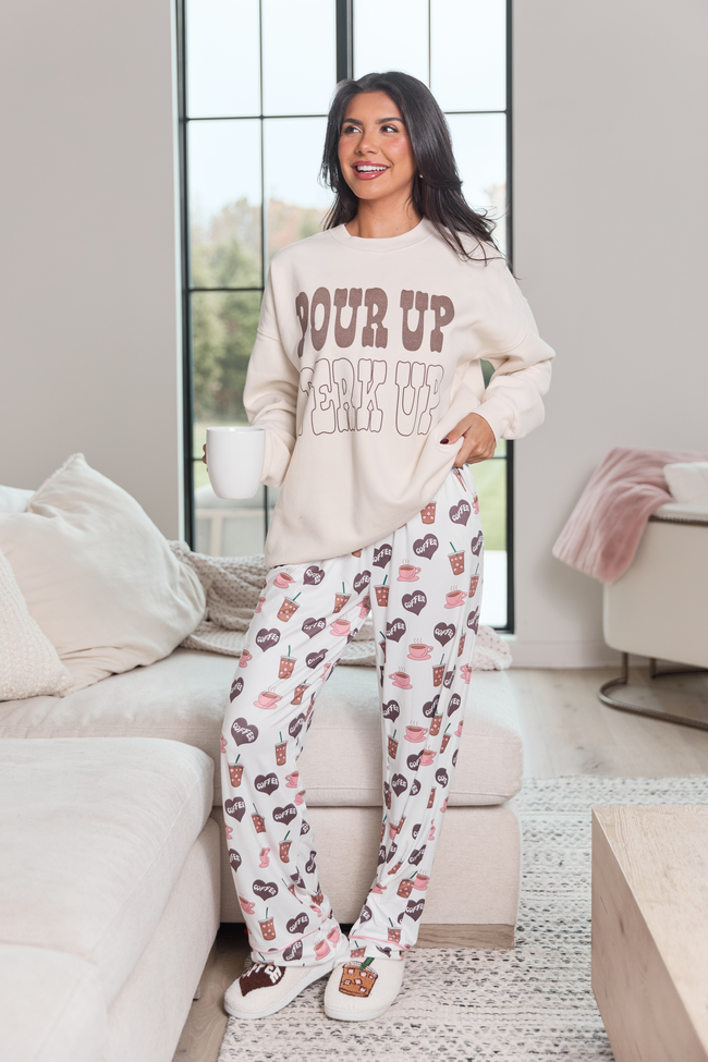 Pour Up Perk Up Cream Graphic Sweatshirt - Image 3