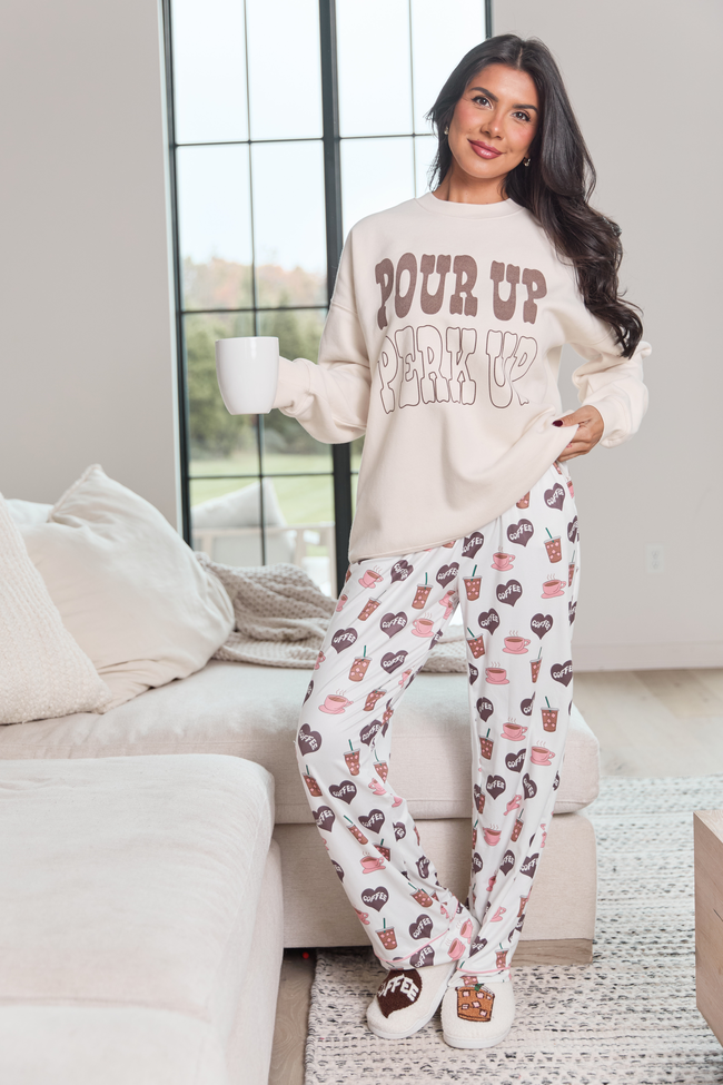 Pour Up Perk Up Cream Graphic Sweatshirt - Image 4