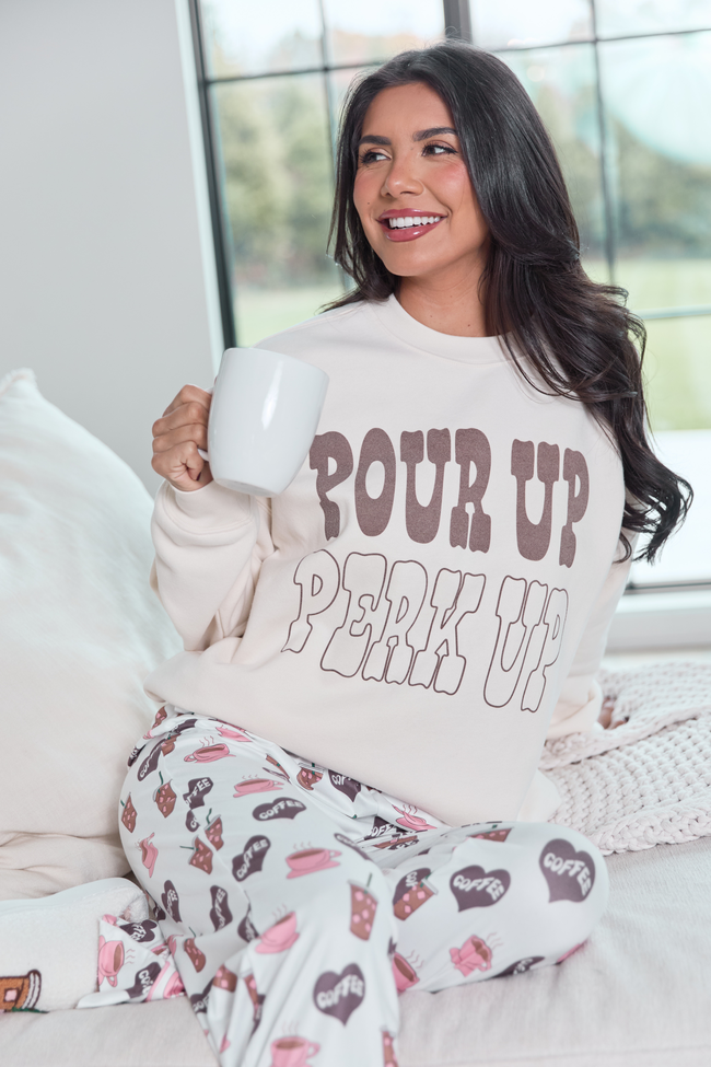 Pour Up Perk Up Cream Graphic Sweatshirt