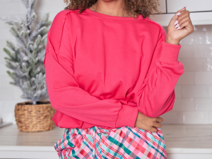 Prestyn Coral Bubble Long Sleeve Top