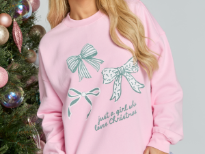 Just A Girl Who Loves Christmas Light Pink Graphic Sweatshirt