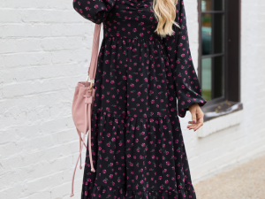 Maureen Black Floral Maxi Dress