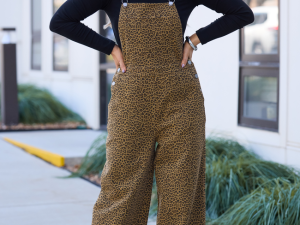 Brinley Leopard Denim Overalls