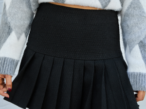 Emma Black Tweed Pleated Skort