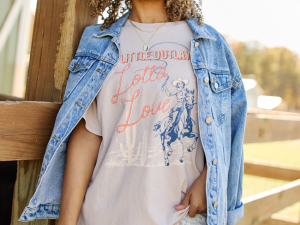 Little Outlaw Lotta Love Taupe Oversized Graphic Tee