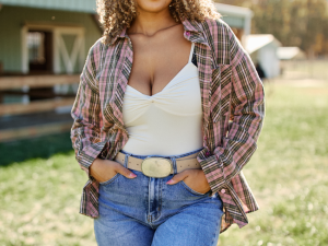 Rory Pink And Green Plaid Flannel Button Down Top