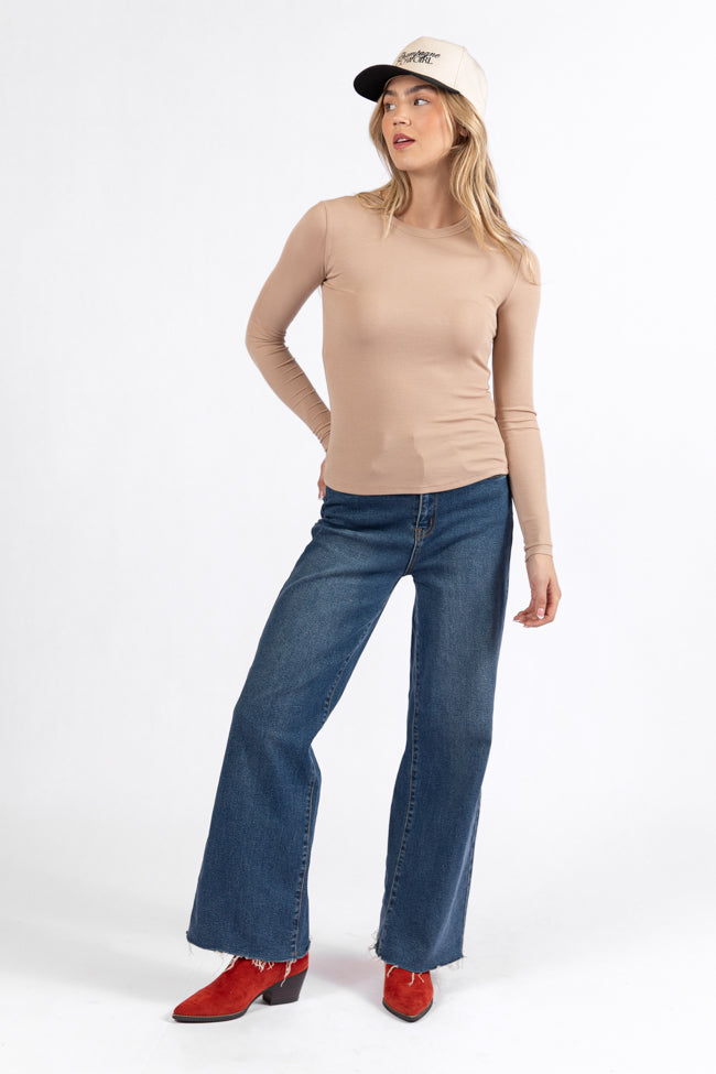 Make Your Choice Tan Ribbed Long Sleeve Tee - Image 2