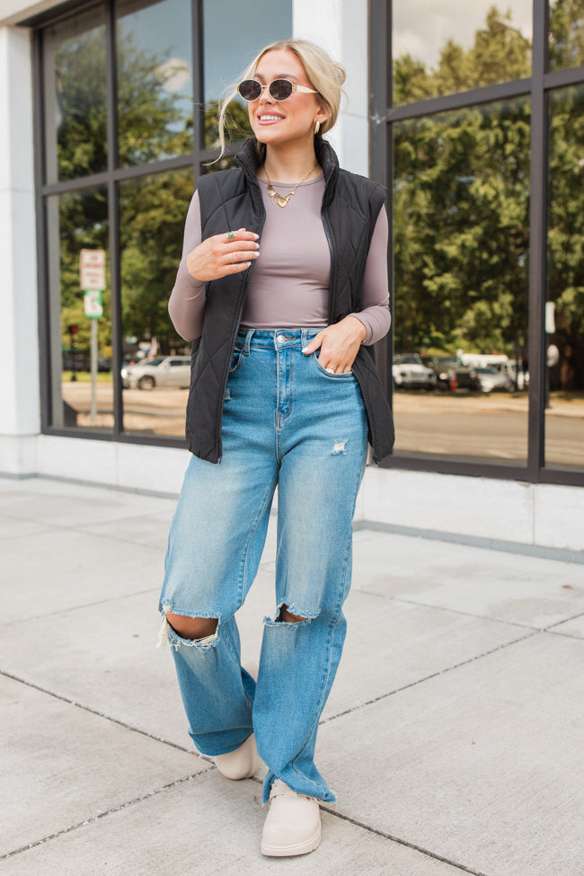 A Lovely Life Brown Fitted Long Sleeve Layering Tee - Image 2