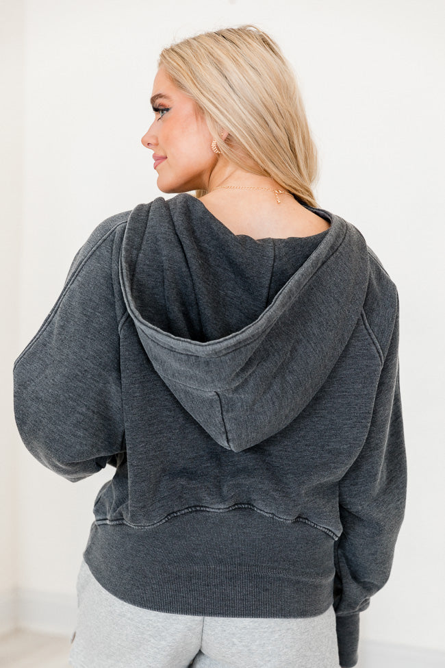 Learn As You Go Black Acid Washed Quarter Zip Pullover FINAL SALE - Image 10