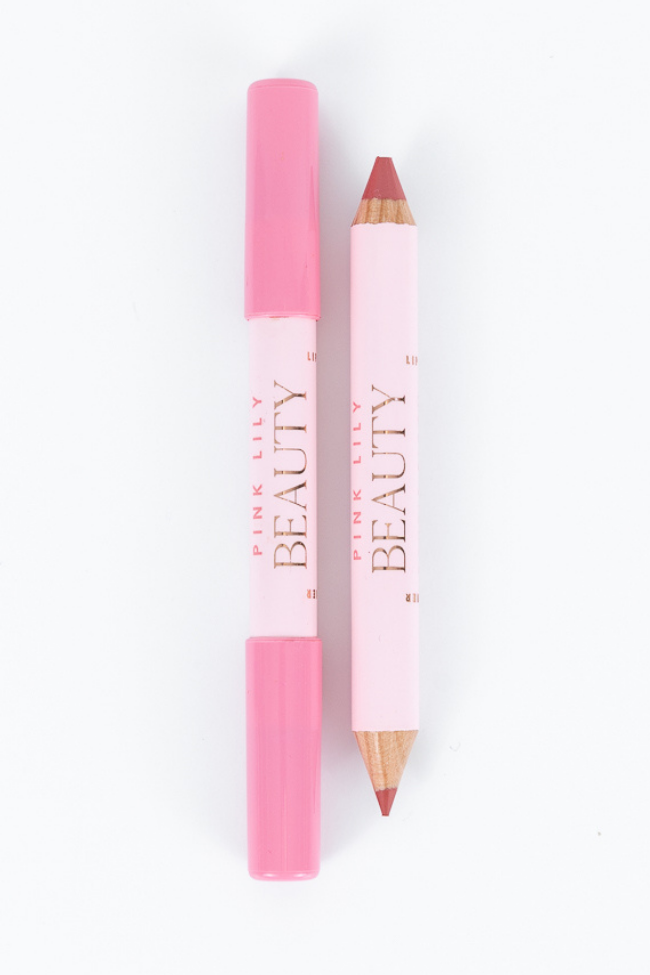 Pink Lily Beauty Double Bloom Dual Lipstick and Lip Liner - Pretty in Pink Lily FINAL SALE
