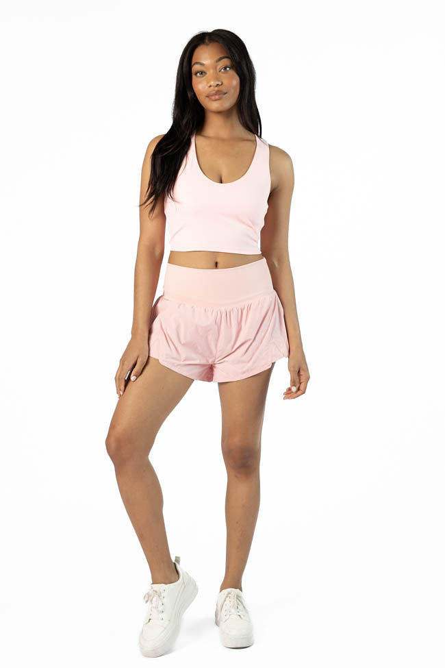 First Place Pink Ribbed Waistband Running Shorts FINAL SALE - Image 3