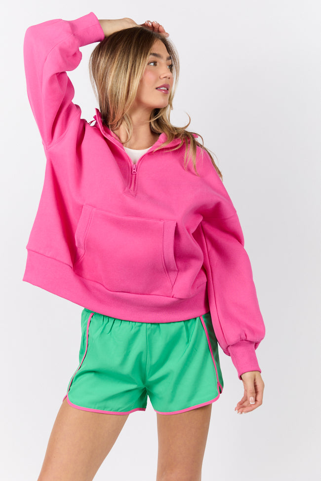 On The Move Green and Pink Running Shorts With Contrast Trim FINAL SALE - Image 2