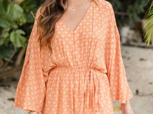 Searching For Fun Orange Printed Romper FINAL SALE
