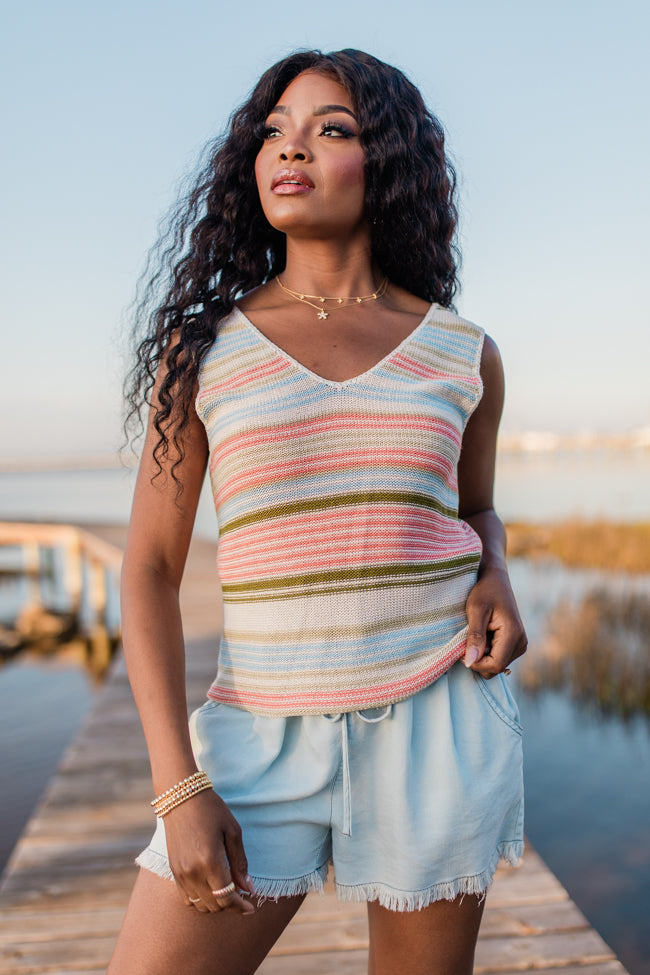 On The Cape Multi Stripe Sweater Tank FINAL SALE
