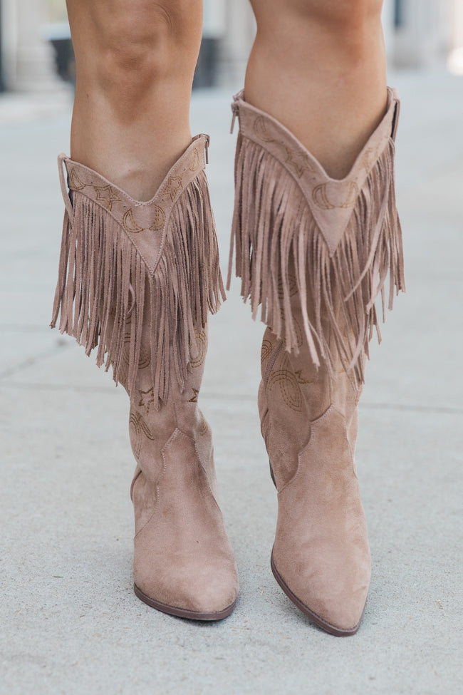 Fancy Suede Brown Fringe and Stars Boots FINAL SALE - Image 4
