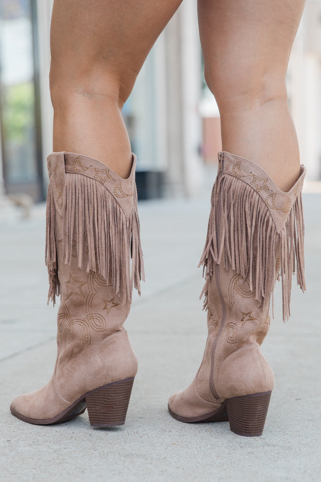 Fancy Suede Brown Fringe and Stars Boots FINAL SALE - Image 5