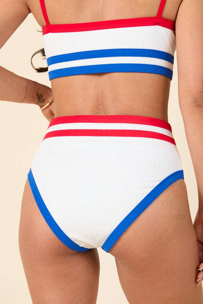 Red White And You White Ribbed High Waisted Bikini Bottoms FINAL SALE - Image 7