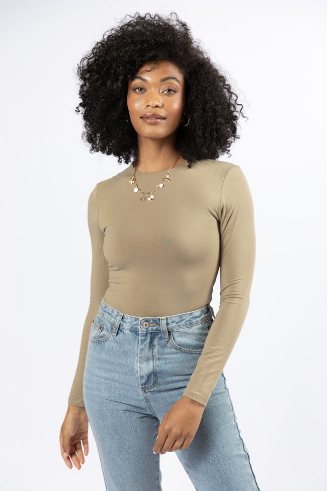 Lucky Me Olive Crew Neck Bodysuit FINAL SALE - Image 2