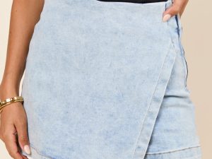 Jessica Light Wash Acid Wash Denim Skort FINAL SALE