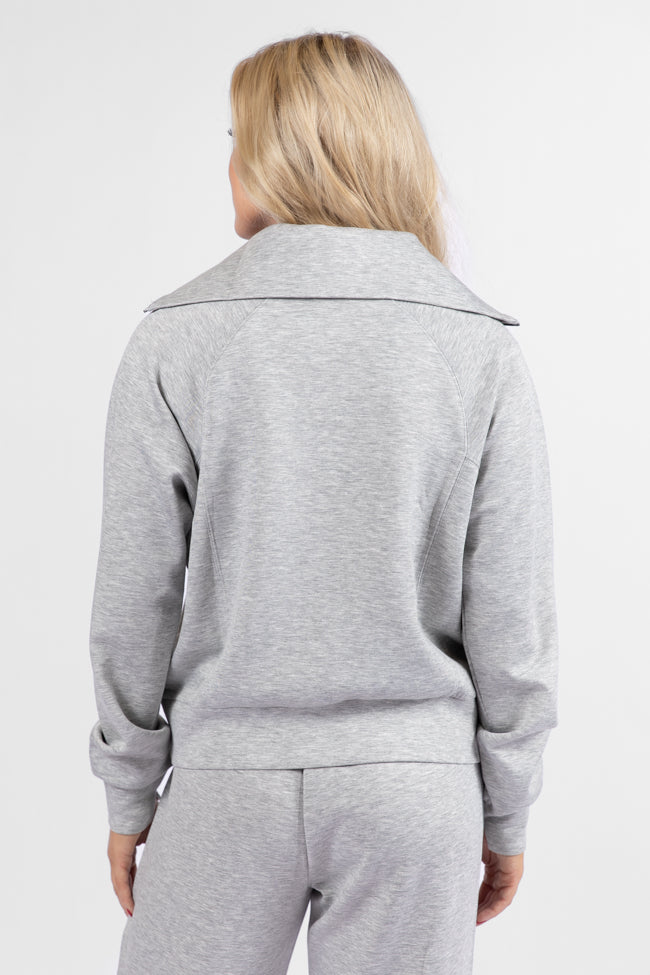 Lets Just Stay Heather Grey Quarter Zip Knit Pullover FINAL SALE - Image 4