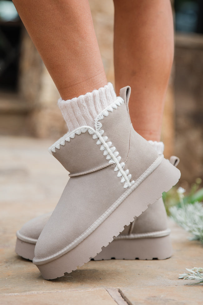 Helen Grey Embroidered Boots FINAL SALE