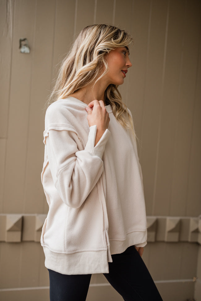 Scouted Out Cream Oversized Fleece Sweatshirt FINAL SALE - Image 3
