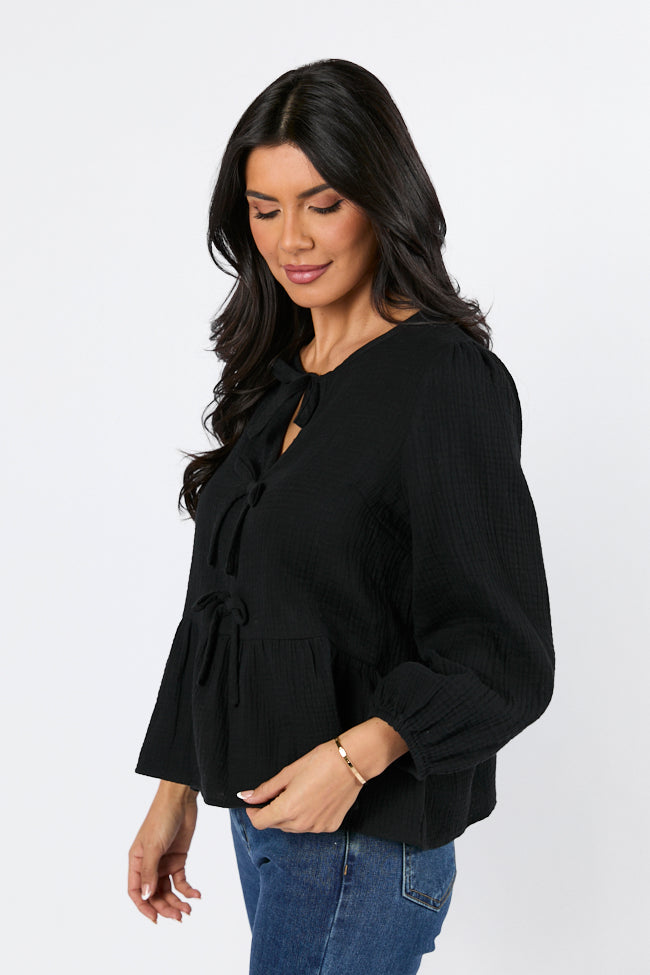 Close To Me Black Bow Detail Blouse FINAL SALE - Image 4