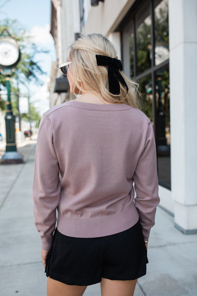 Let's Be Honest Mocha V-Neck Sweater - Image 4