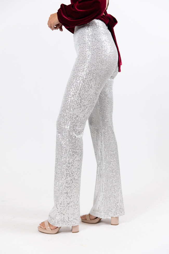 Queen of Hearts Silver Sequin Flare Pants FINAL SALE - Image 3