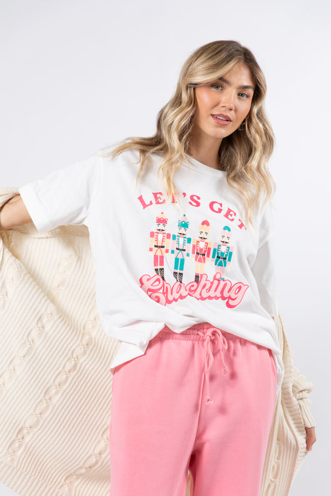 Let's Get Crackin Off White Oversized Graphic Tee - Image 4