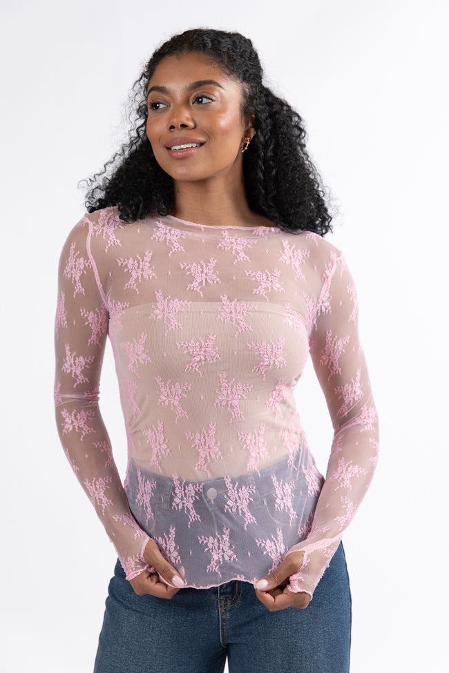 Speak Your Truth Pink Long Sleeve Layering Blouse FINAL SALE - Image 3