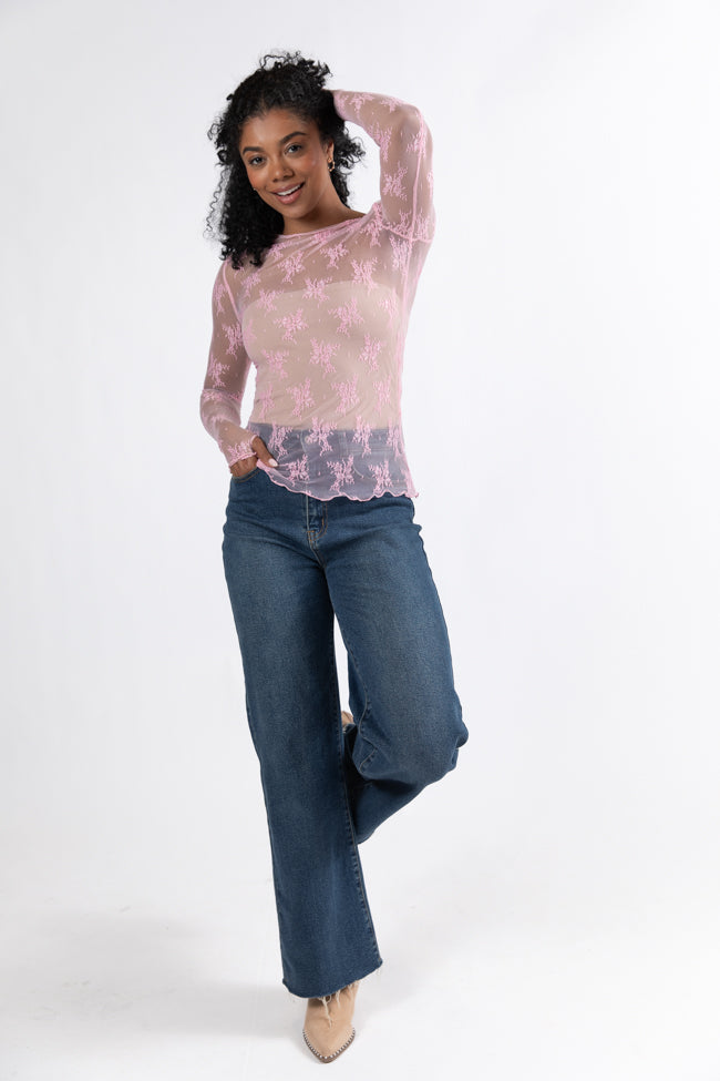 Speak Your Truth Pink Long Sleeve Layering Blouse FINAL SALE - Image 2