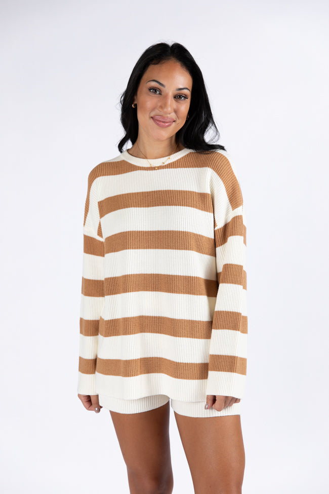 Sign Of The Times Ivory and Tan Striped Sweater Set FINAL SALE
