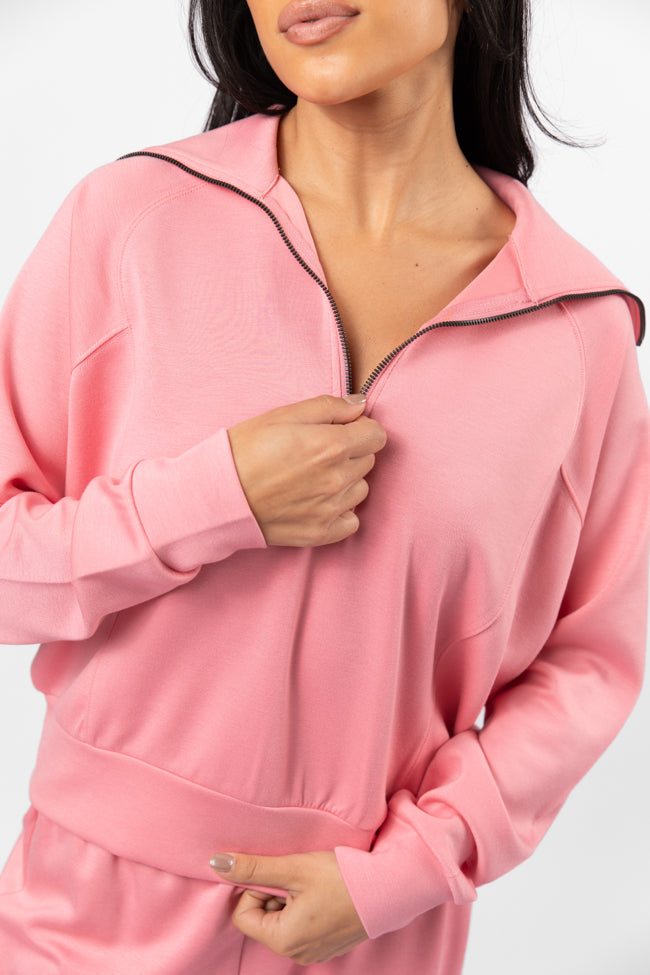 Let's Just Stay Pink Quarter Zip Knit Pullover FINAL SALE - Image 5
