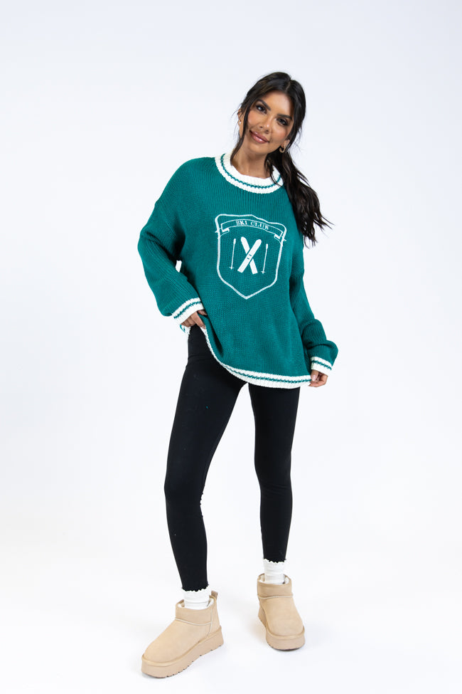 Ski Club Green and Ivory Embroidered Sweater - Image 4