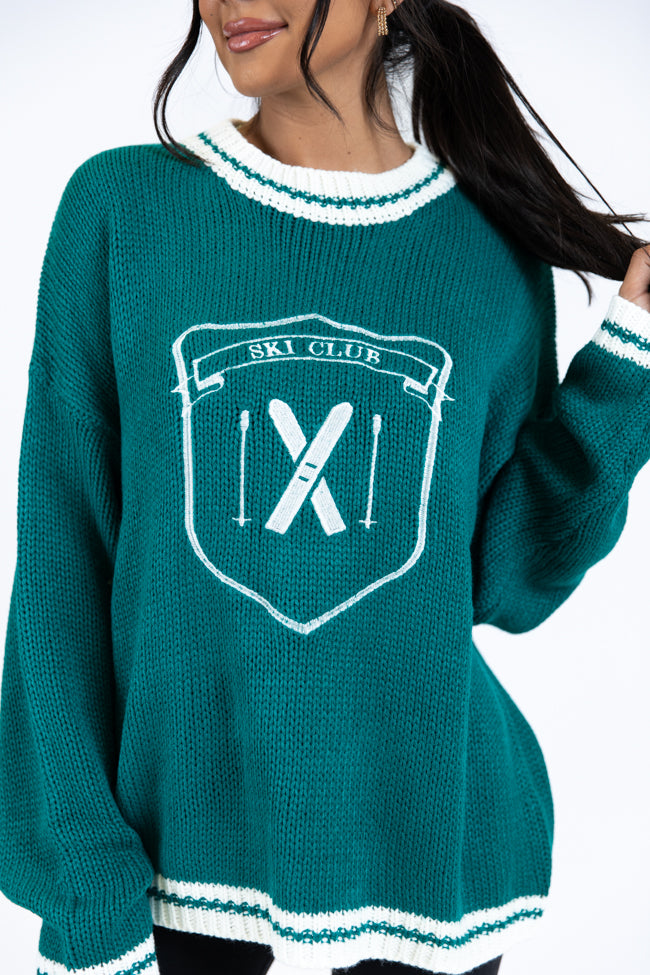 Ski Club Green and Ivory Embroidered Sweater - Image 5