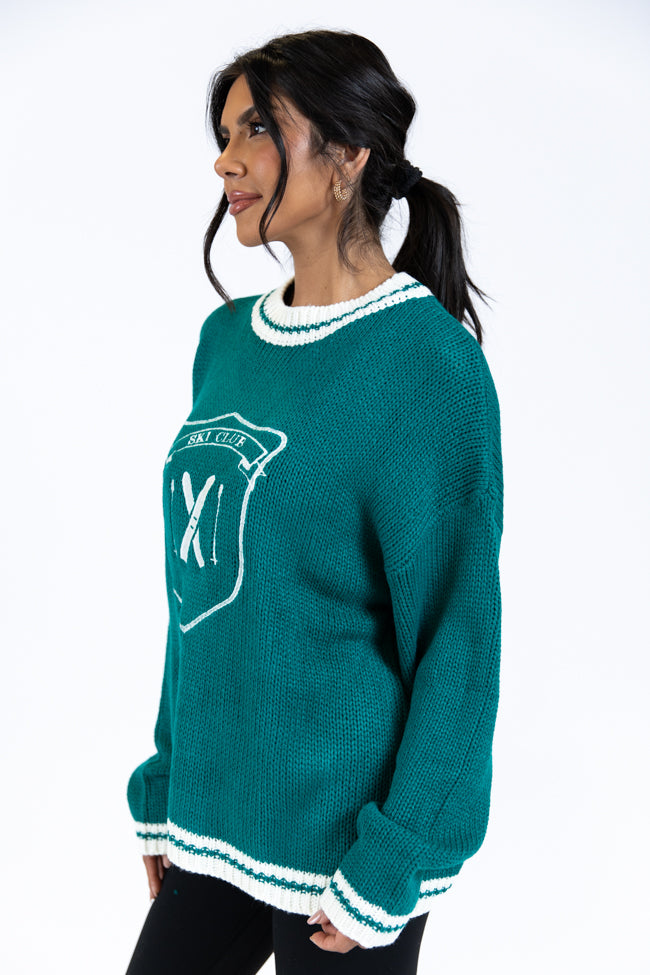 Ski Club Green and Ivory Embroidered Sweater - Image 6