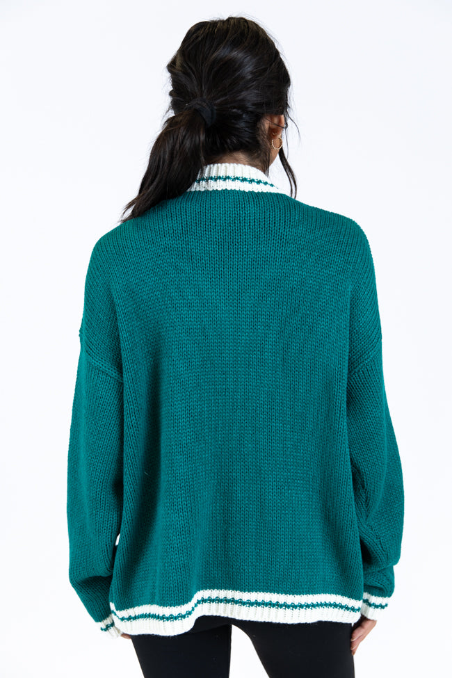 Ski Club Green and Ivory Embroidered Sweater - Image 7