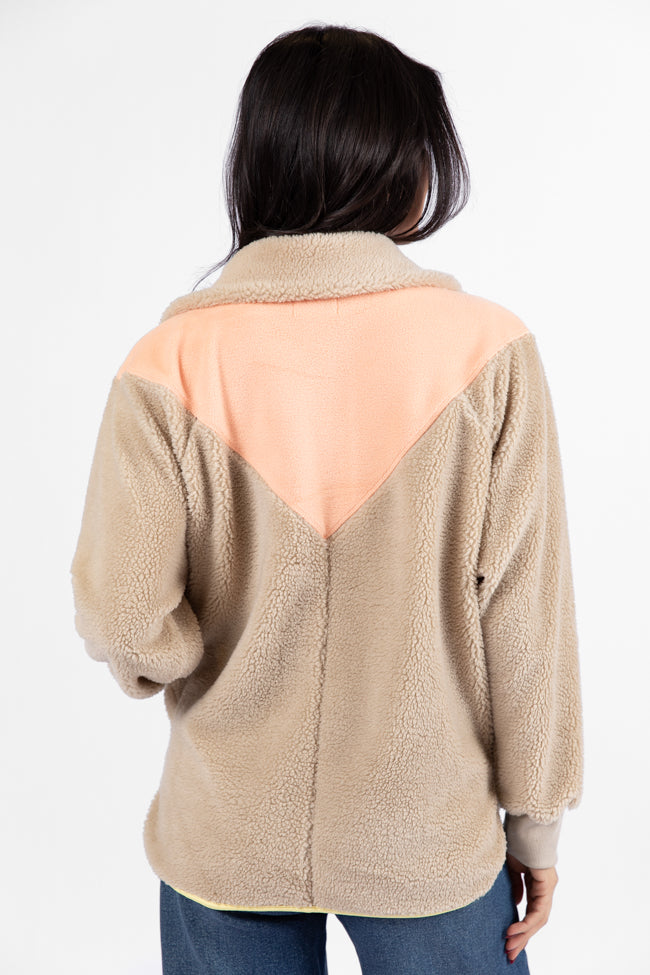 Good Feelings Beige Multi Colorblock Sherpa Pullover FINAL SALE - Image 5