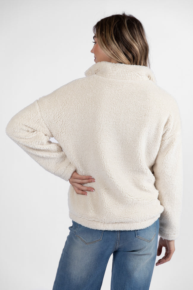 Stay Here Beige Contrast Trim Sherpa Pullover FINAL SALE - Image 5