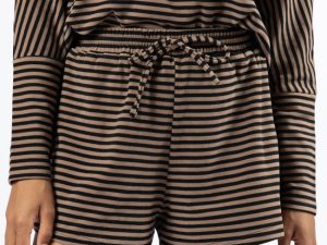 No Complaints Mocha and Black Striped Shorts FINAL SALE