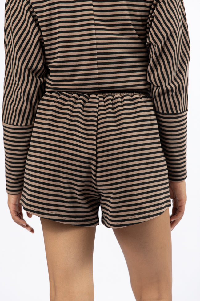 No Complaints Mocha and Black Striped Shorts FINAL SALE - Image 4