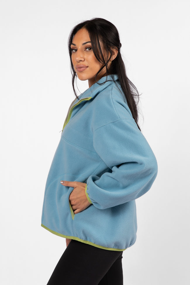 Outside The Box Blue Contrast Trim Fleece Pullover FINAL SALE - Image 4