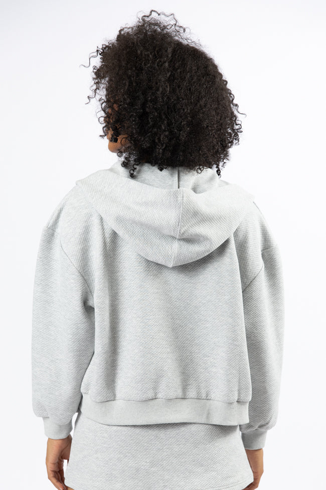Have It My Way Grey Textured Knit Zip Up Hooded Sweatshirt FINAL SALE - Image 4