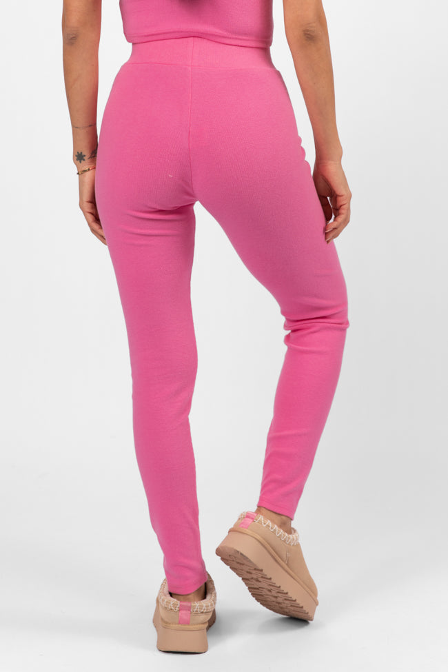 Outta Sight Pink Brushed Rib Leggings FINAL SALE - Image 5