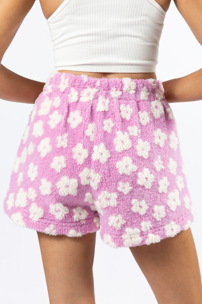 Front Runner Purple Floral Sherpa Pull On Shorts FINAL SALE - Image 4